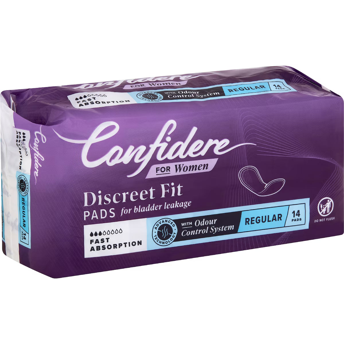 Confidere Incontinence Pads Regular 14 pack 3 drops fast absorption, Regular