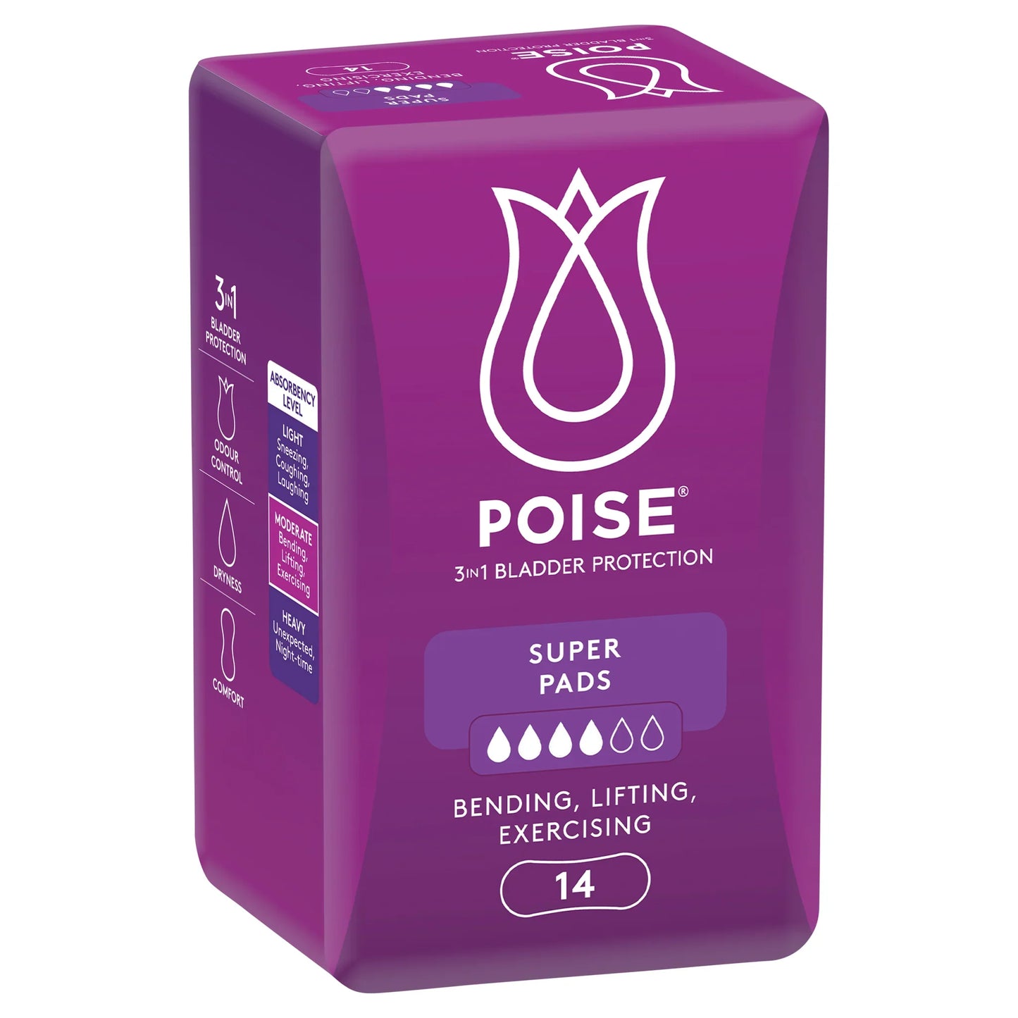 Poise 3-in-1 Bladder Protection Regular Pads 14 Pack