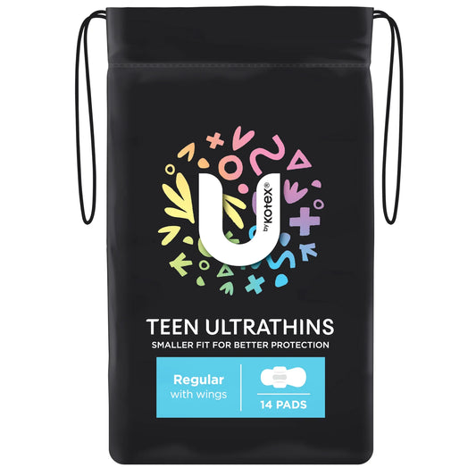 U by Kotex Teen Ultrathins - Back view showing product details and usage information