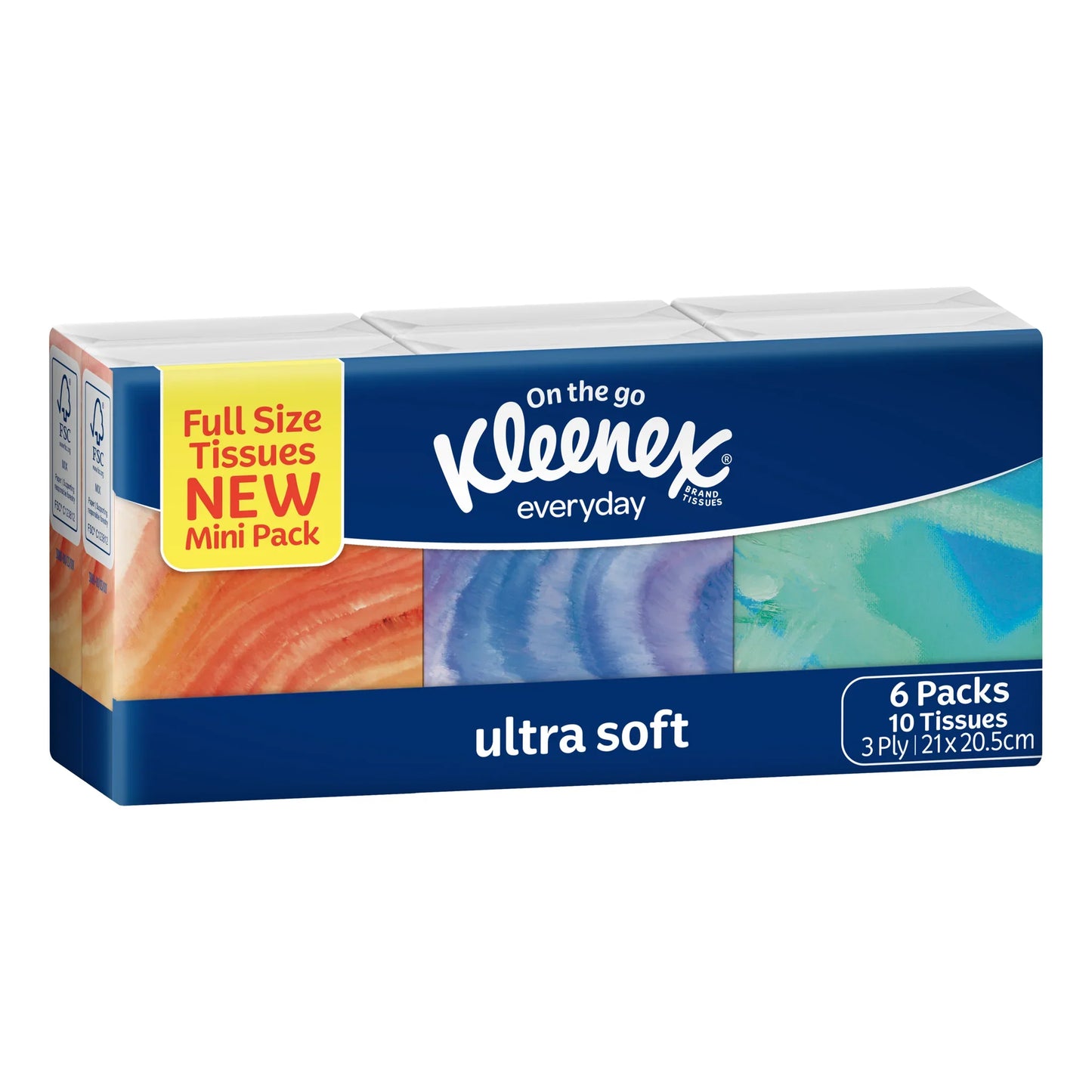 Kleenex On the Go Everyday Ultra Soft Tissues - 6 mini packs for convenient everyday use
