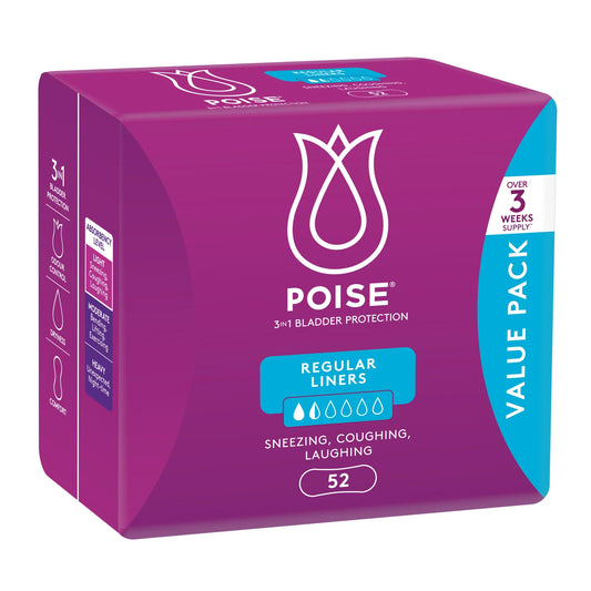 Poise Regular Liners 52 pack for bladder protection