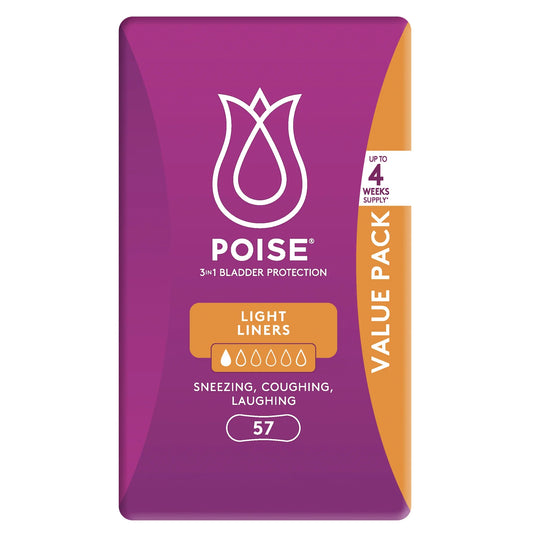 Poise Light Liners package back view with product details