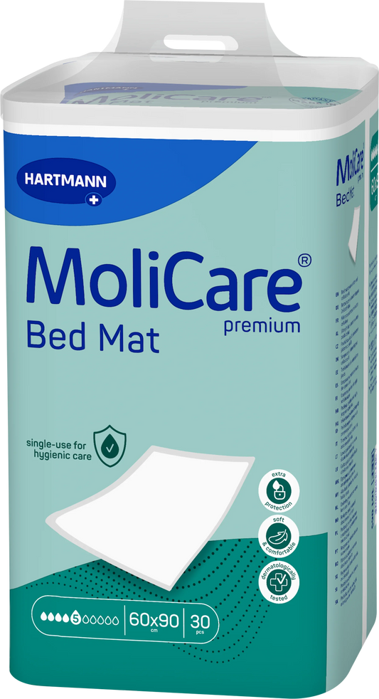 MoliCare Premium Bed Mat 5 Drop Protection 60x90cm large disposable incontinence underpad