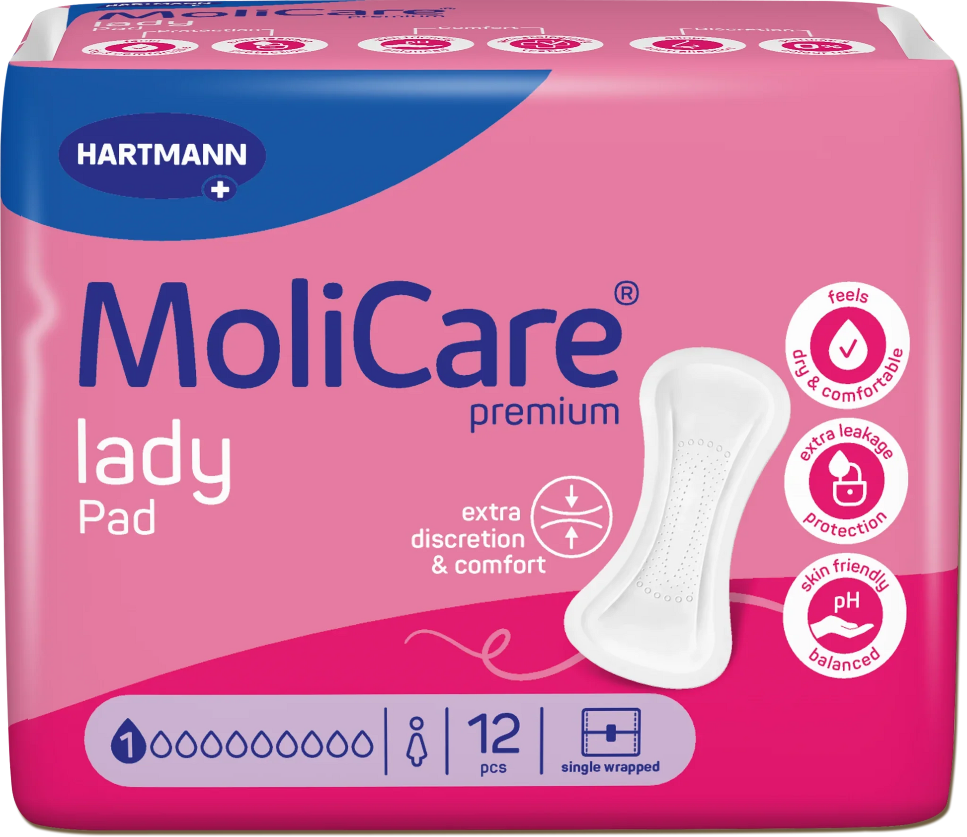 MoliCare Premium Lady Pad 1 Drop Light Protection 12 Pack