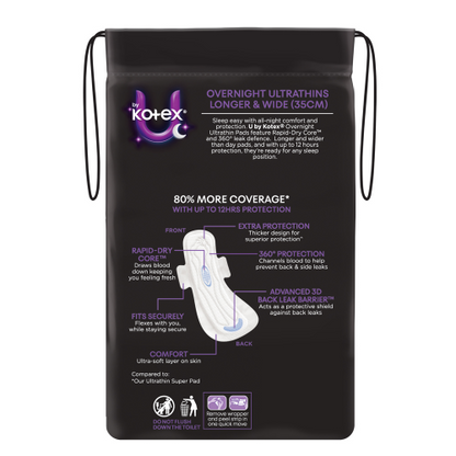 U By Kotex Overnight Ultrathins Long with Wings