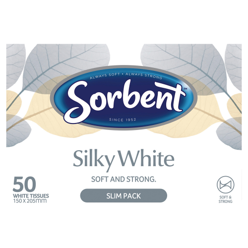 SORBENT Soft White On the Go Facial Tissues 50 Pack Carton of 24