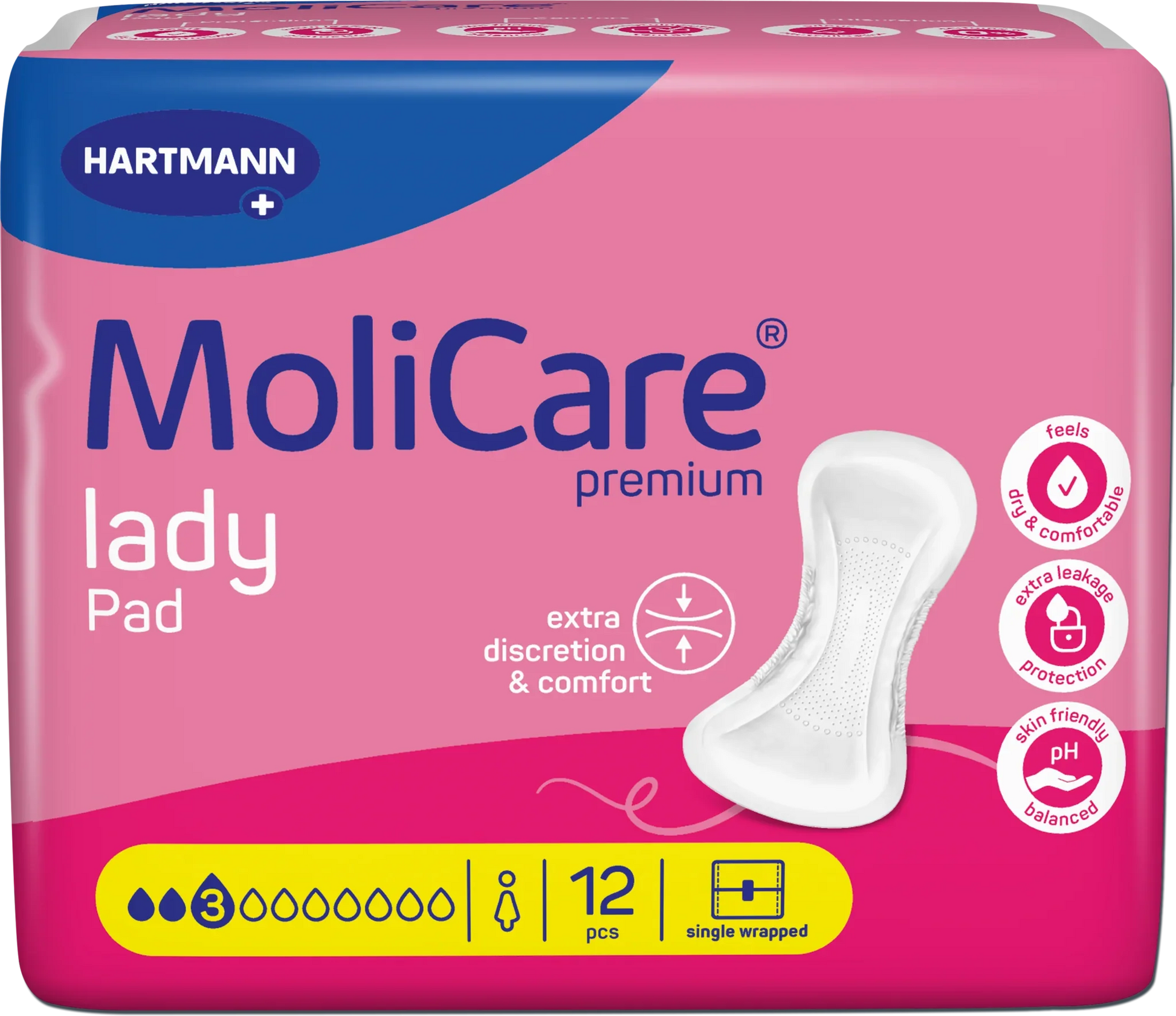MoliCare Premium Lady Pad 3 Drop Moderate Protection 12 Pack