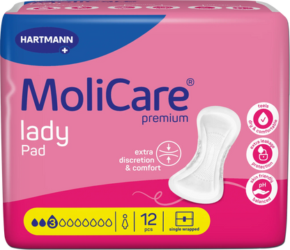 MoliCare Premium Lady Pad 3 Drop Moderate Protection 12 Pack