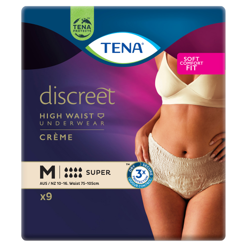 Tena Discreet High Waist Underwear Super Crème M 9 Pack