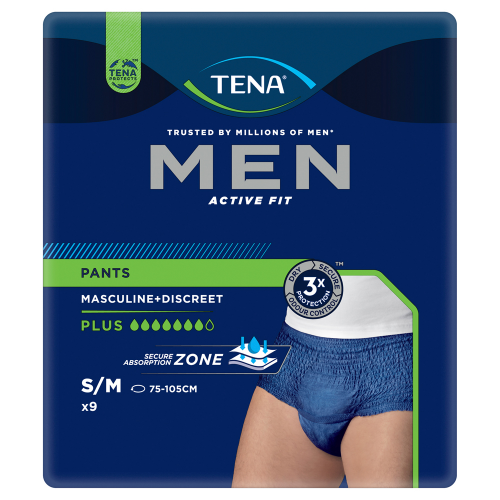 Tena Men Active Fit Pants Plus Blue Carton of 2