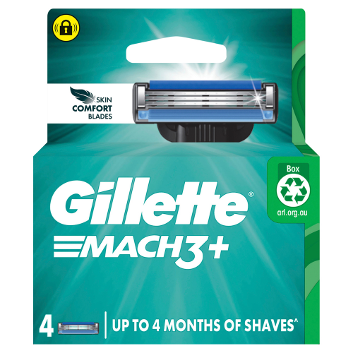 Gillette Mach3+ Replacement Cartridges 4 Pack