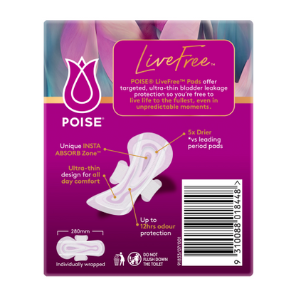 Poise LiveFree With Wings Super Ultra-Thin Pads 12 Pack
