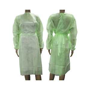 Isolation Gown with Tie, Dust Coat, Long Sleeve, Level 1 40GSM, Water Resistant, Non woven, 100/Carton