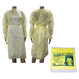 Isolation Gown with Tie, Dust Coat, Long Sleeve, Level 1 40GSM, Water Resistant, Non woven, 100/Carton