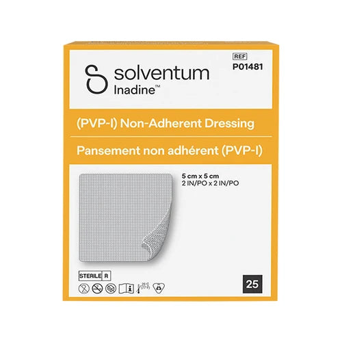 Solventum Inadine (PVP-I) Non-Adherent Dressing, P01481, 5 x 5cm, 25 Pieces/Box