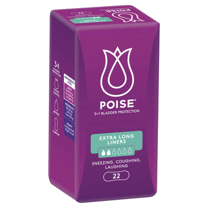 POISE Extra Long Liners 22 Pack - Light bladder protection