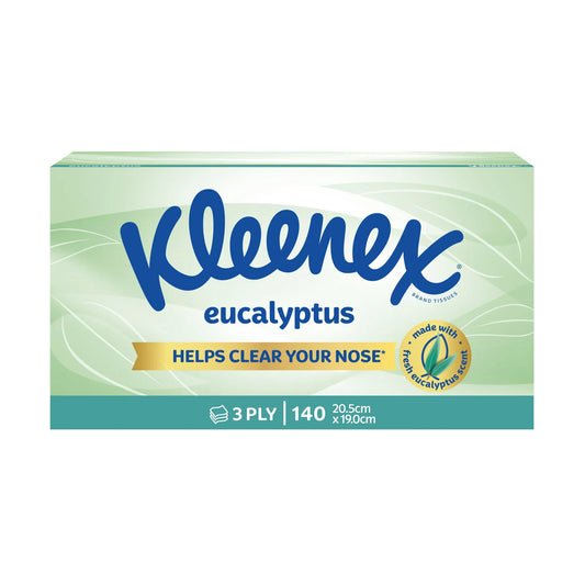 Kleenex Eucalyptus 3-Ply Tissues 140 Pack - Natural nose care value pack