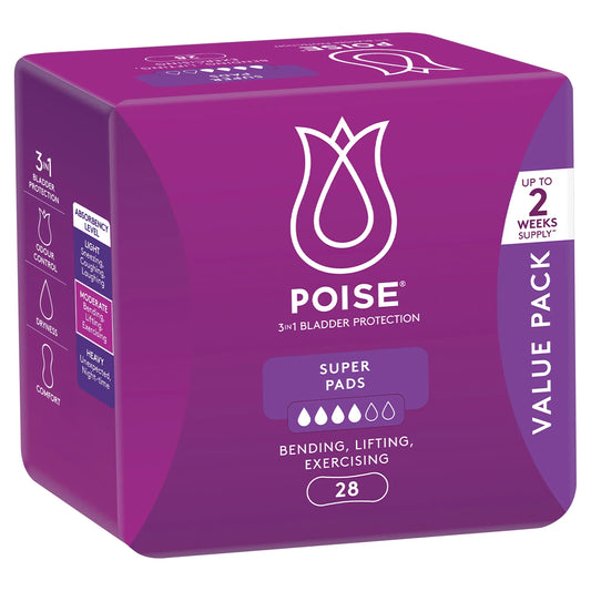 POISE Super Pads 28 Pack - Maximum bladder protection