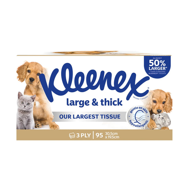 Kleenex Large & Thick 3-Ply Tissues - Our Largest Tissue - 95 Pack