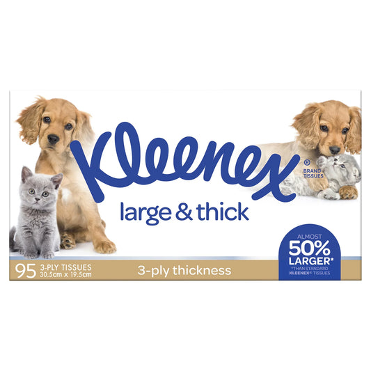 Kleenex Large & Thick 3-Ply Tissues 95 Pack - Size comparison
