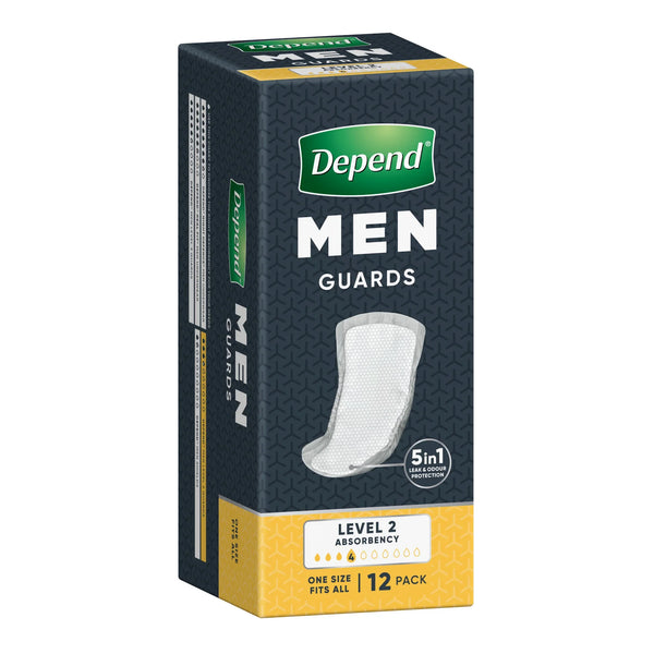Depend Men Guards - Level 2 Protection - 4 Drops - One Size 12 Pack