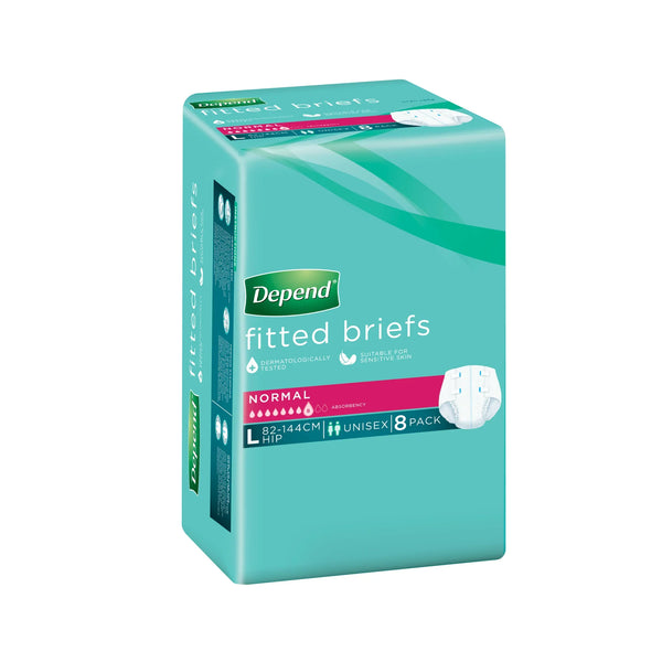 Depend Fitted Briefs - Normal - 8 Drops - 8 Pack