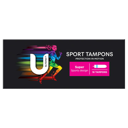 U by Kotex Sport Tampons super flow package back view showing product features