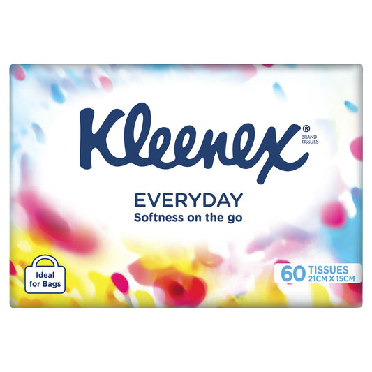 Kleenex Everyday tissues package back view showing product information