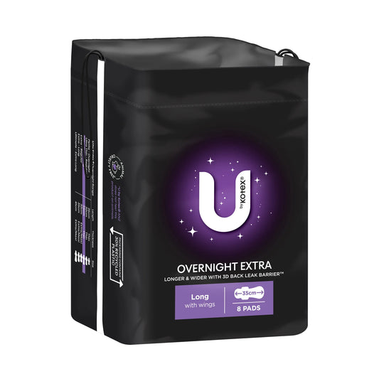 U by Kotex Overnight Ultrathins - Long with Wings - 35cm 8 Pack