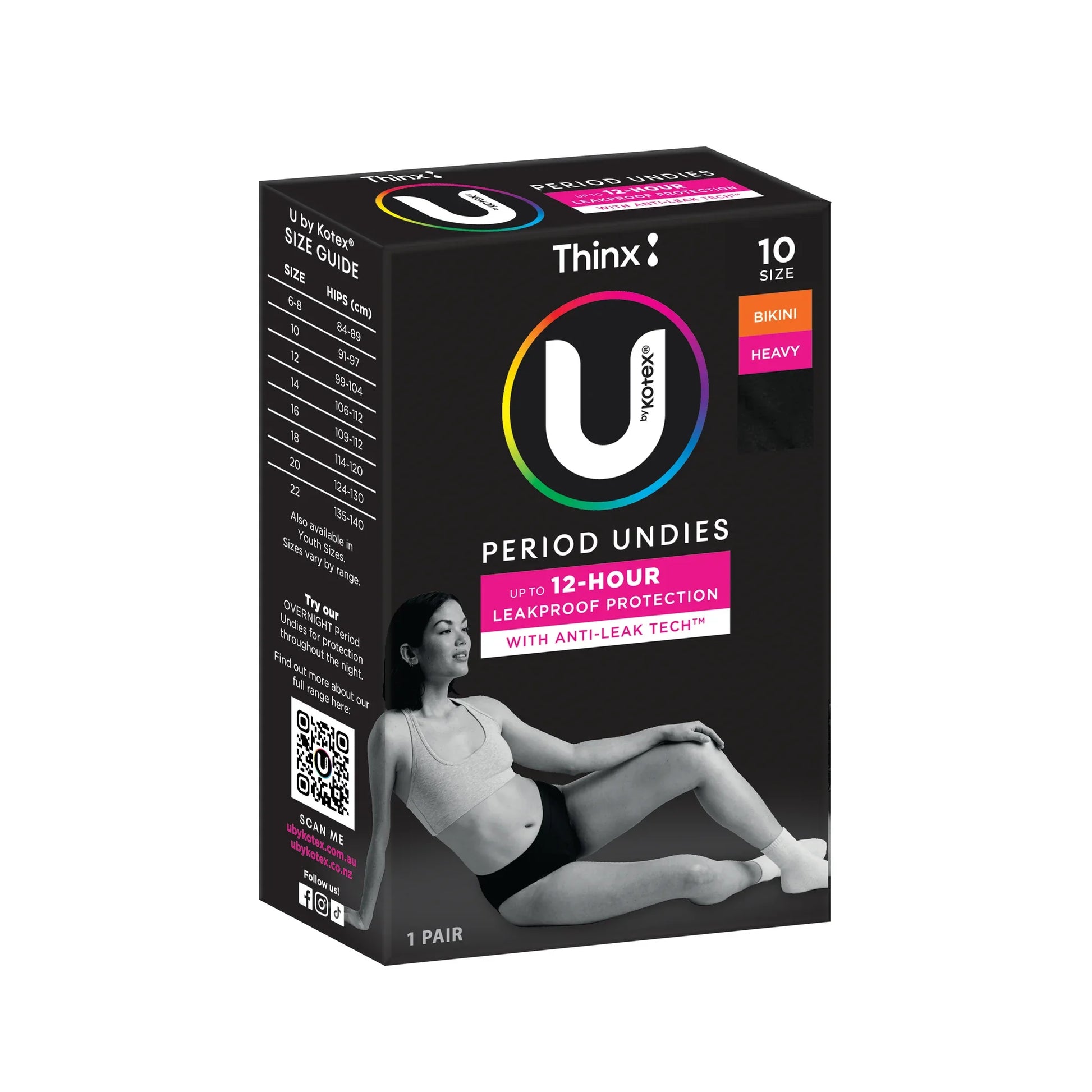 U by Kotex Thinx Period Underwear Heavy Absorbency Size 10 front view