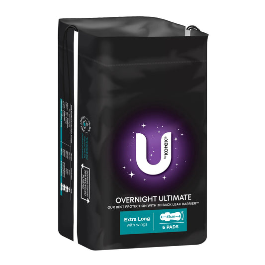 U by Kotex Overnight Ultimate Extra Long 41cm - Maximum overnight protection with 3D back leak barrier