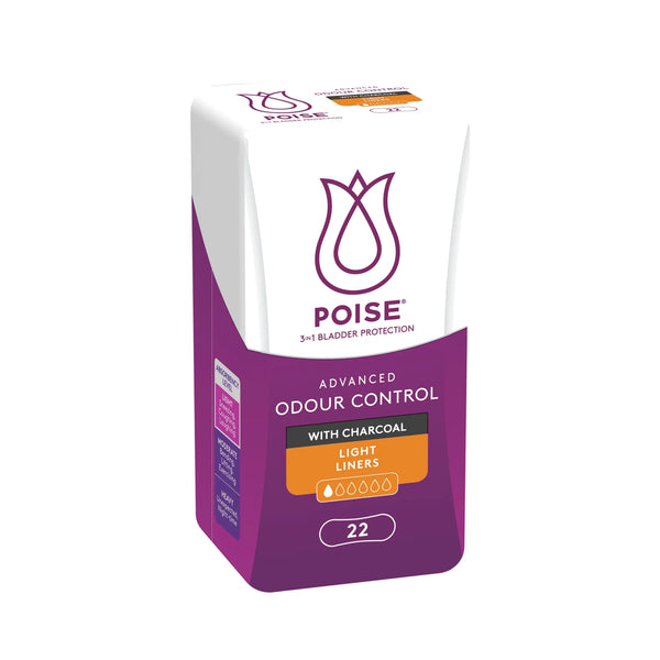 Poise 3-in-1 Bladder Protection Light Liners with Charcoal - 1 Drop Light Absorbency - 22 Pack