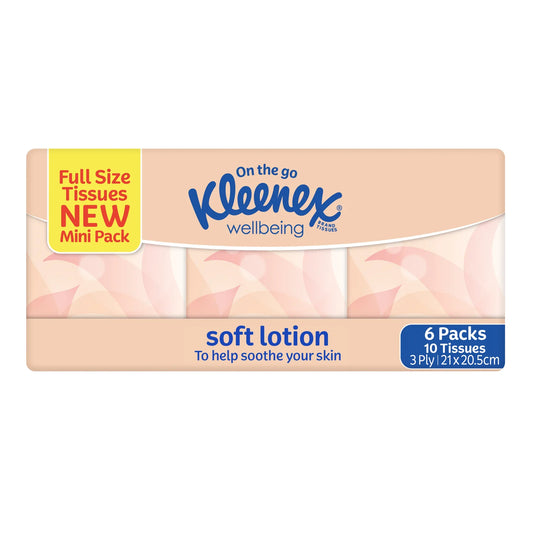 Kleenex Wellbeing Tissues - Back view showing lotion-infused tissue features