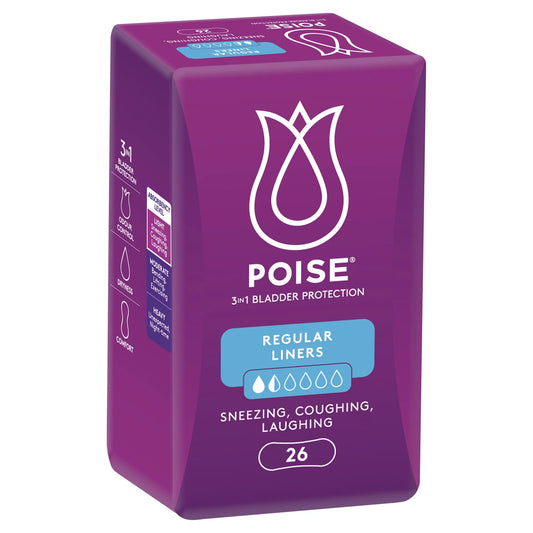 Poise 3-in-1 Regular Liners 5 Drop - Moderate absorbency bladder protection for daily use