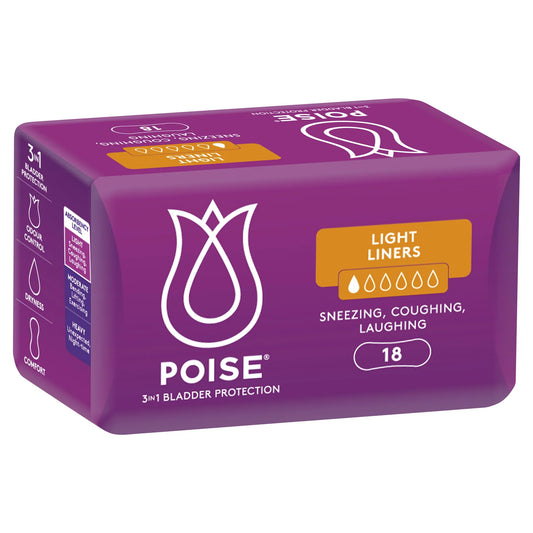 Poise 3-in-1 Light Liners 6 Drop - Moderate absorbency in a thinner profile for active lifestyles