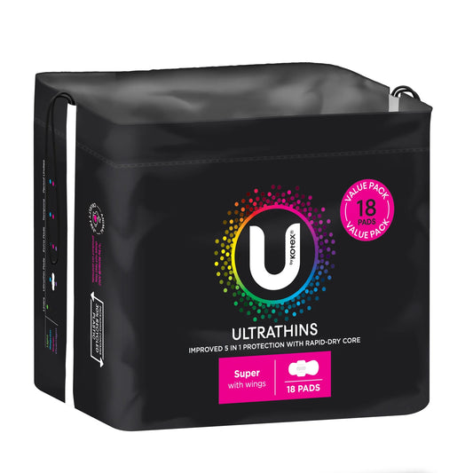 U by Kotex Ultrathin Super Pads with Wings 18 pack