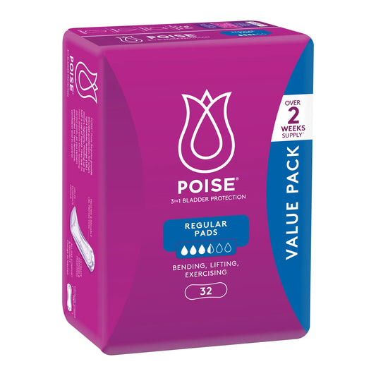 Poise Regular Pads 32 pack for moderate bladder leaks