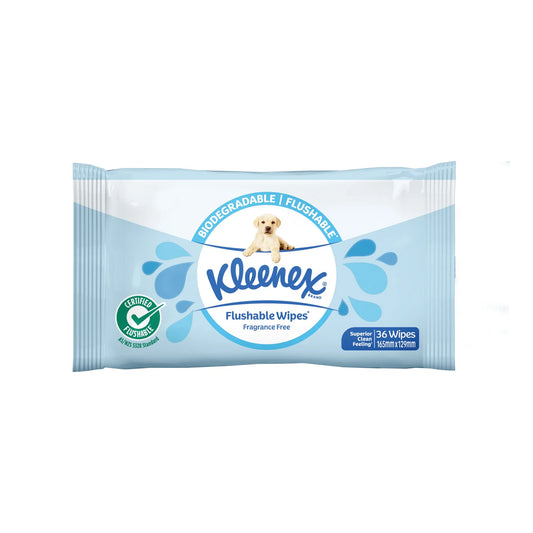 Kleenex Flushable Wipes package back view