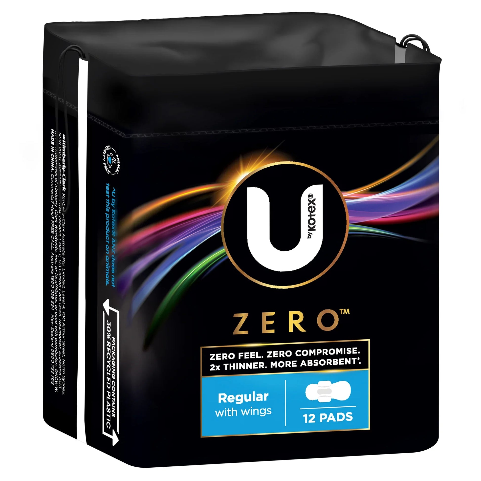 U by Kotex Zero Regular Pads with Wings 12 pack