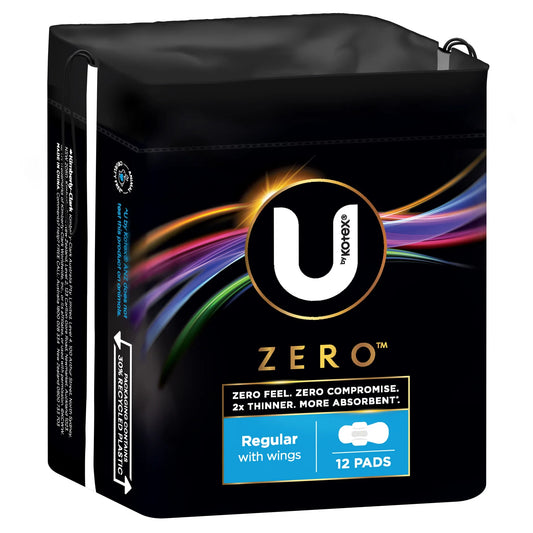 U by Kotex Zero Regular Pads with Wings 12 pack