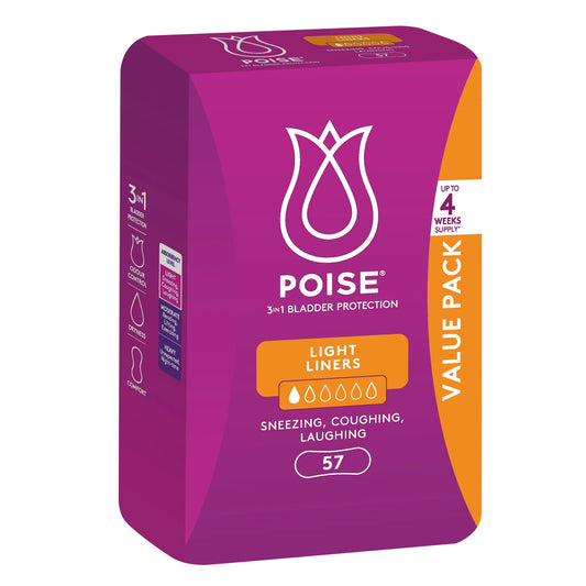 Poise Light Liners 57 pack for light bladder leakage protection