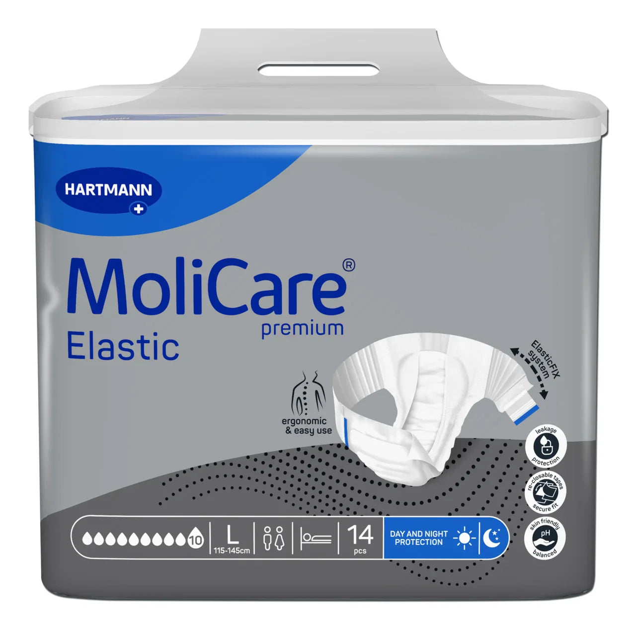 MoliCare Premium Elastic 10 Drop Adult Briefs Large 14 Pack