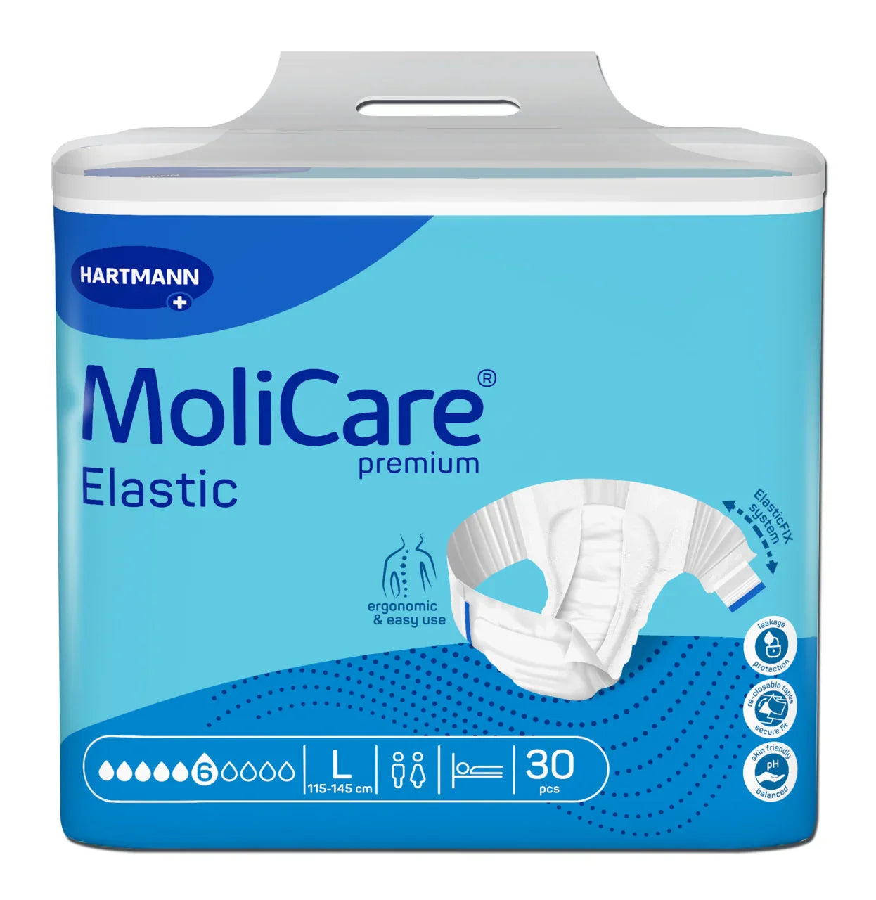 MoliCare Premium Elastic 6 Drop Adult Briefs Large 30 Pack