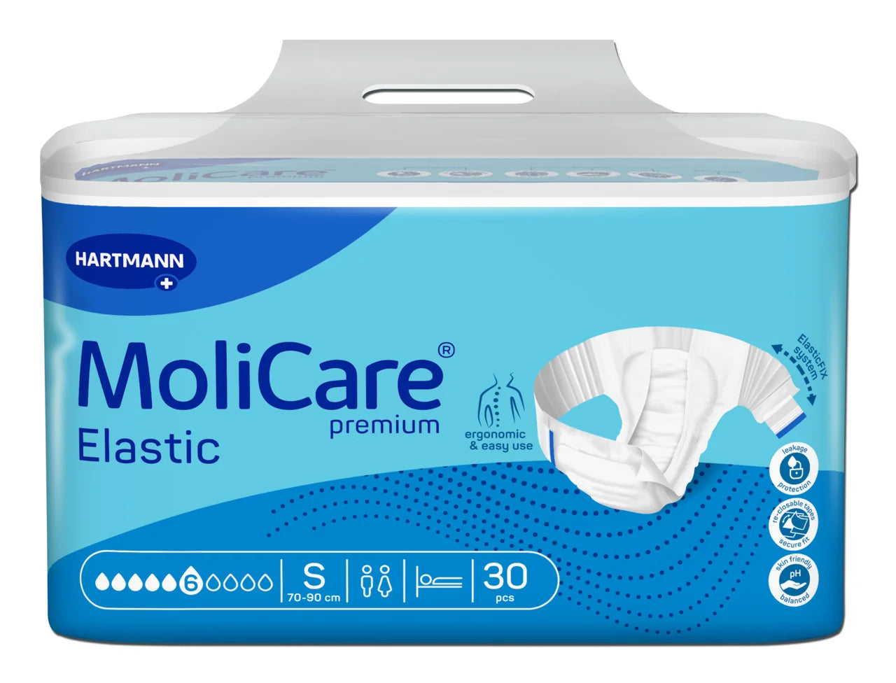 MoliCare Premium Elastic 6 Drop Adult Briefs Small 30 Pack