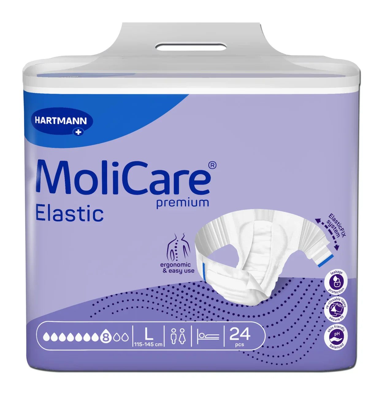 MoliCare Premium Elastic 8 Drop Adult Briefs Large 24 Pack
