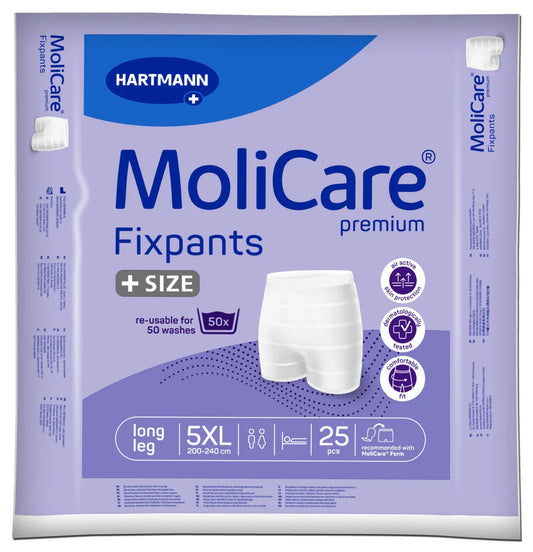 MoliCare Premium Fixpants Plus Size Long Leg 5XL 25 Pack - Washable fixation pants for plus size incontinence support
