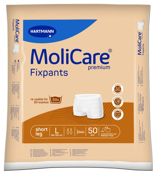 MoliCare Premium Fixpants Short Leg Size Large 50 Pack - Washable fixation pants for incontinence pad support