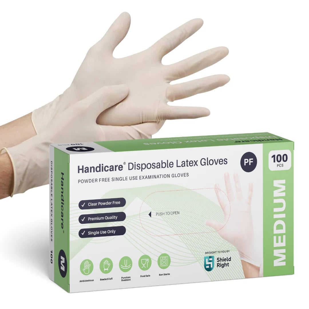 Handicare Latex Gloves Disposable Powder Free Box of 100
