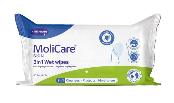 MoliCare Skin 3-in-1 Wet Wipes - Gentle Cleansing - 30 Pack
