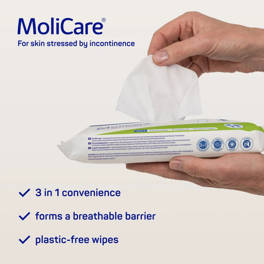 MoliCare Skin 3-in-1 Wet Wipes - Gentle Cleansing - 30 Pack